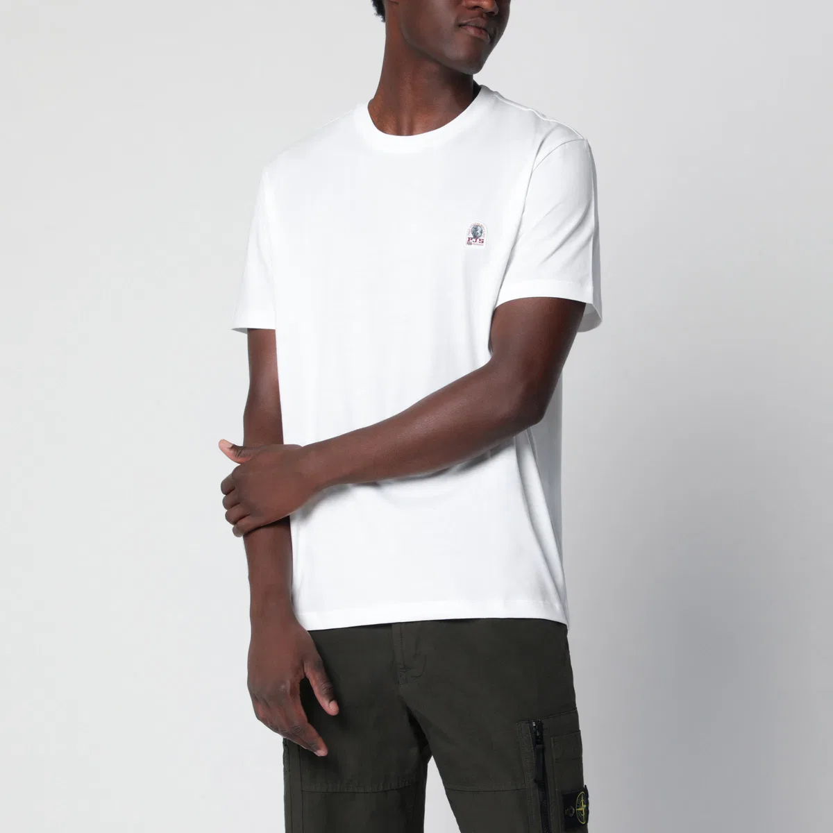 White Cotton T-Shirt With Logo Patch