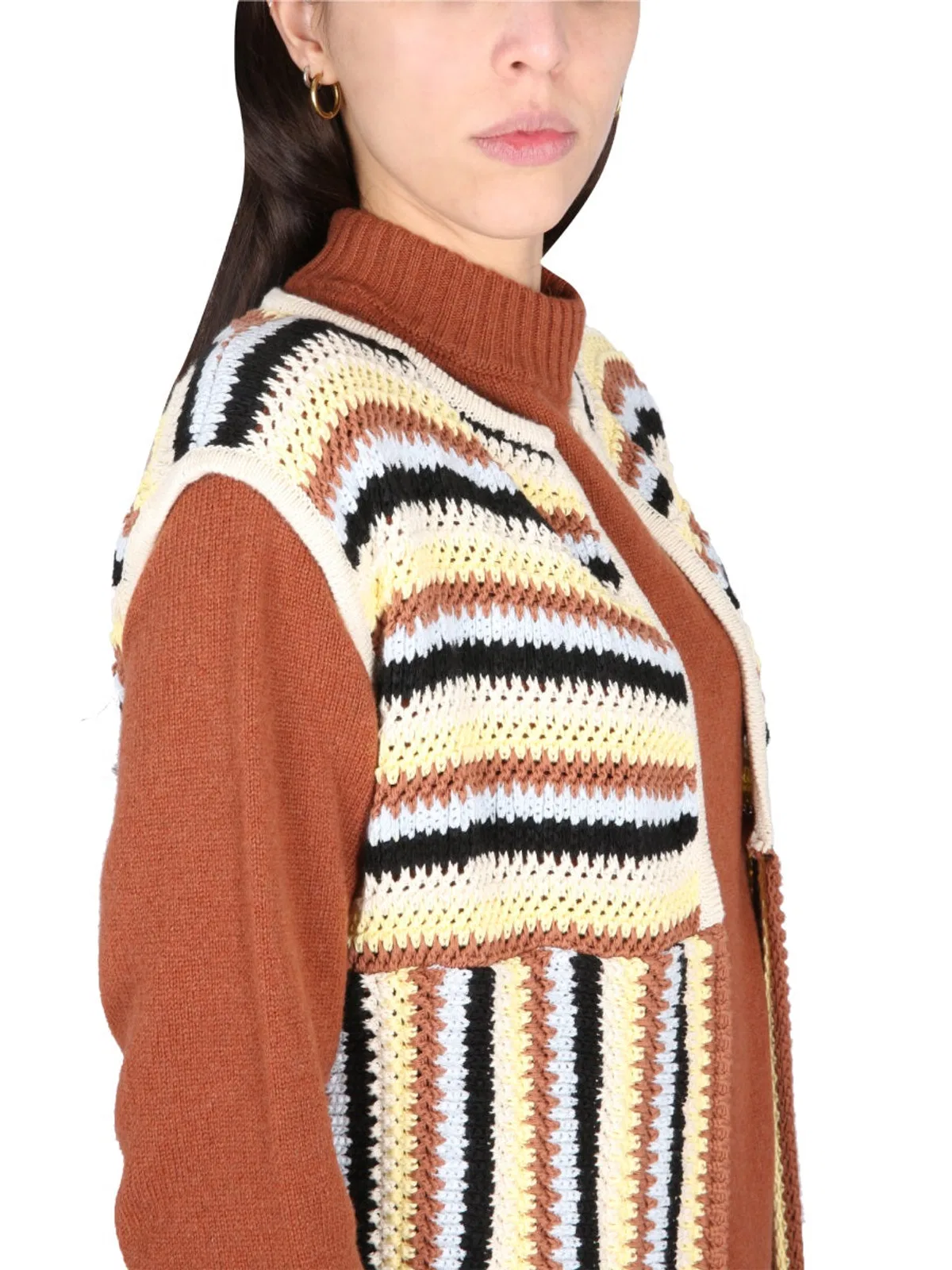 Alysi Striped Cotton Blend Vest In Multi