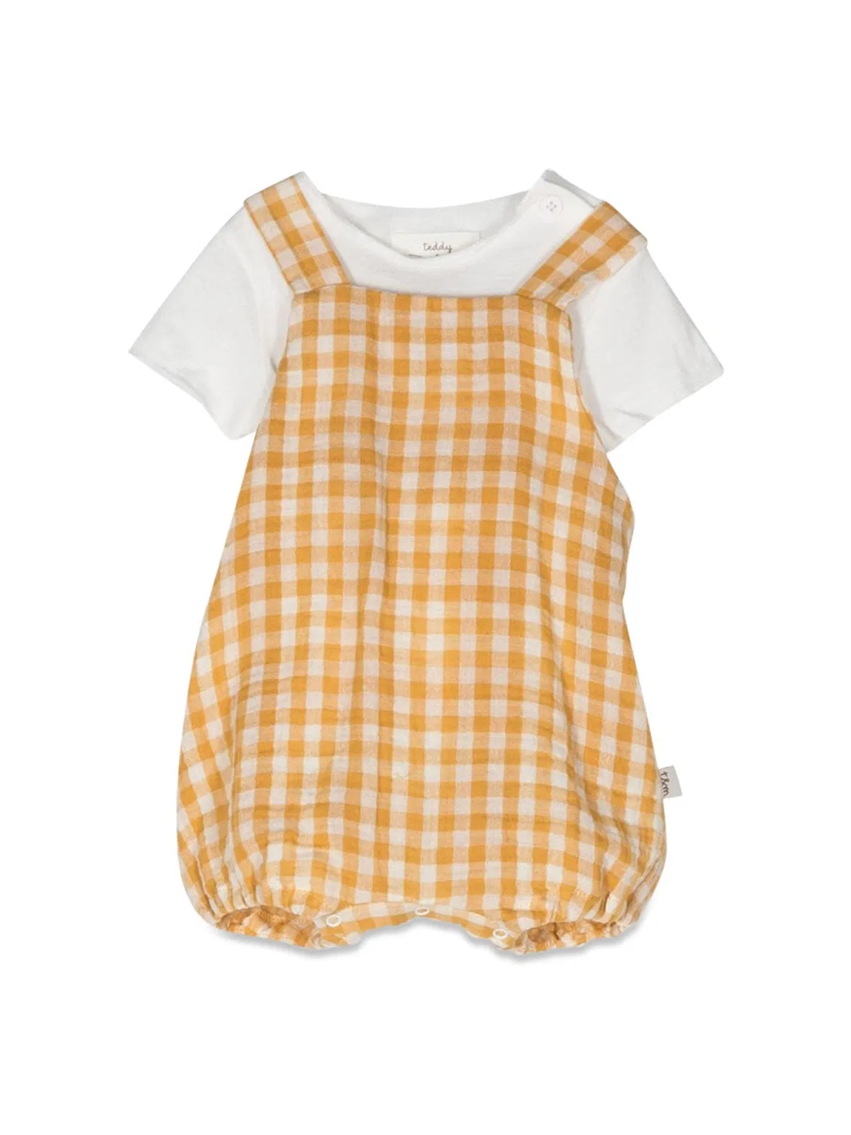 Red Wing Shoes Teddy & Minou Checkered Romper With T-shirt In Multicolor