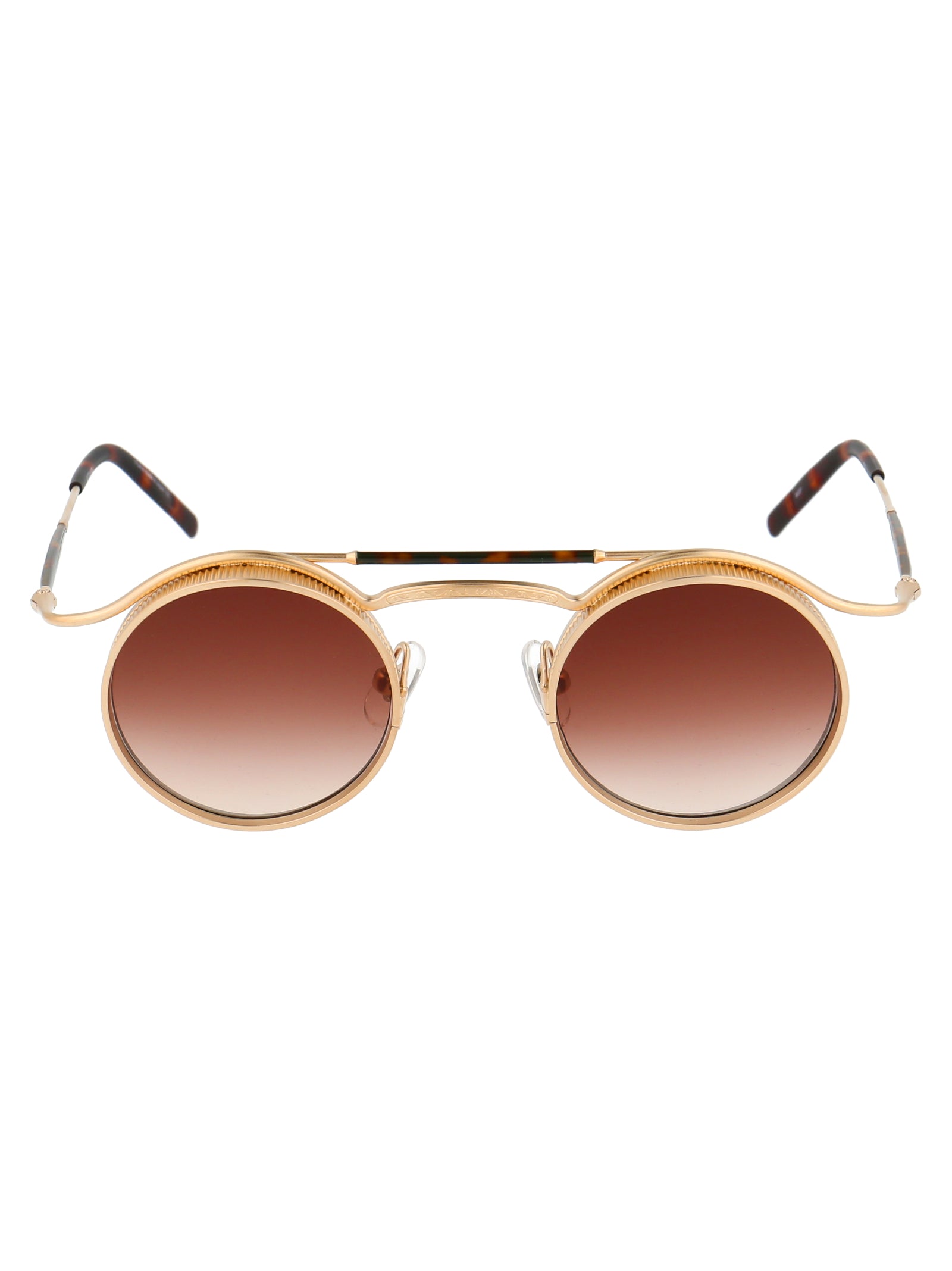 Matte Gold Brown Gradient Metal Sunglasses