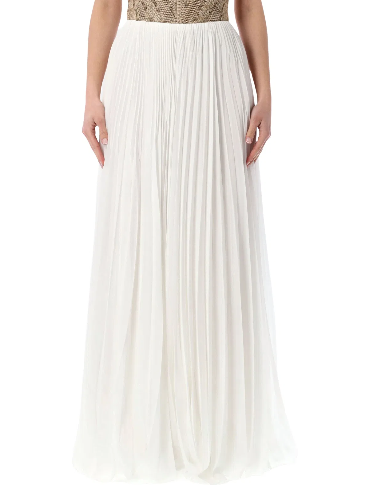 Pleated Jersey Niccola Maxi Skirt