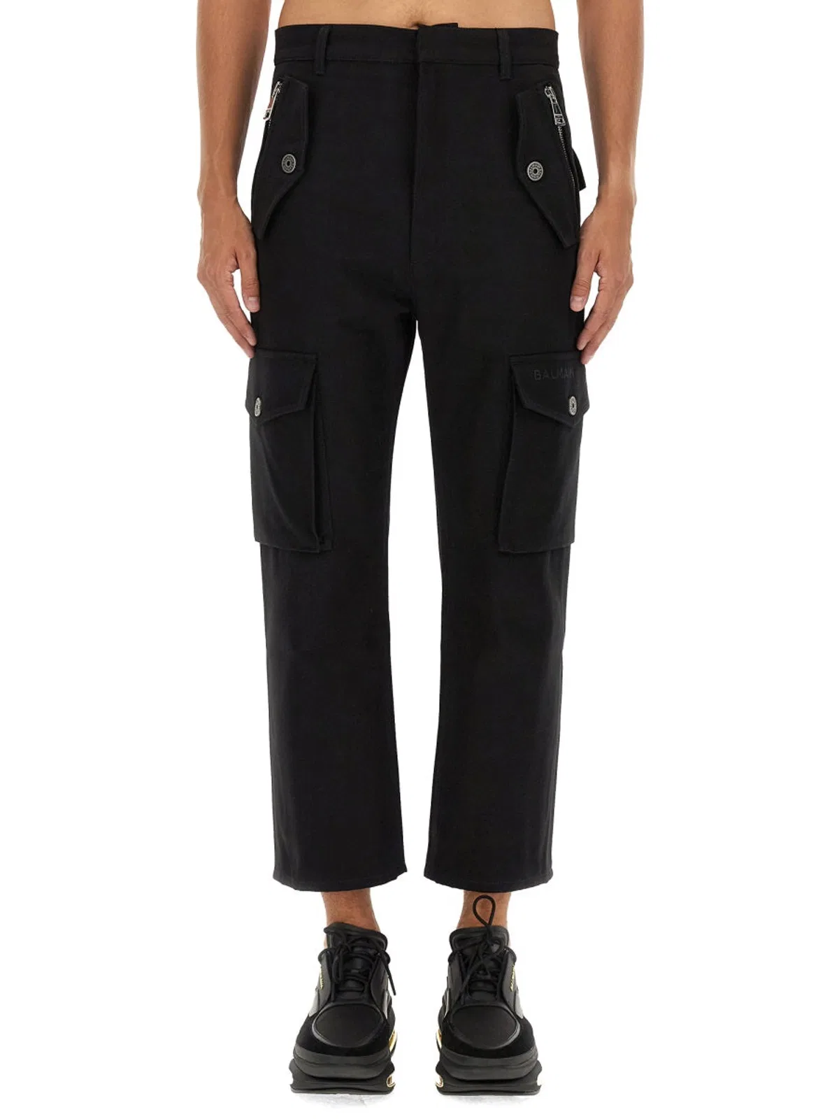 Balmain Cotton Cargo Pants In Black