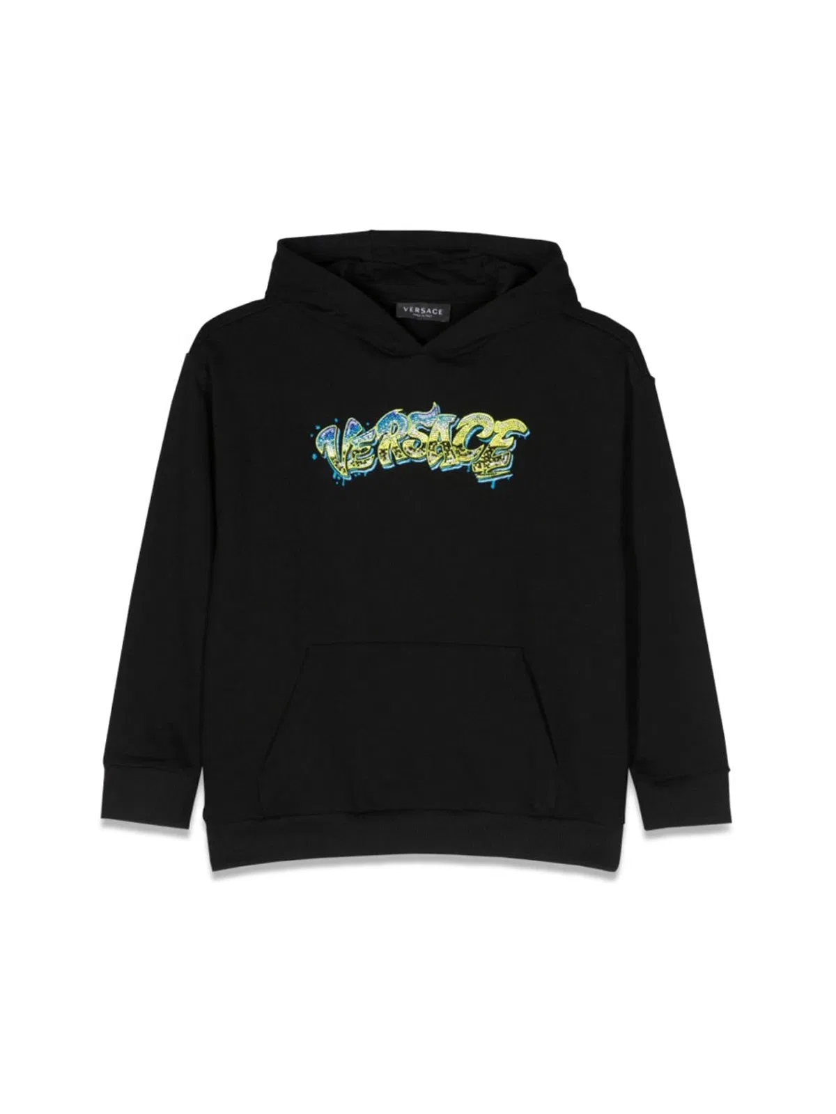 Versace Logo Hoodie In Black