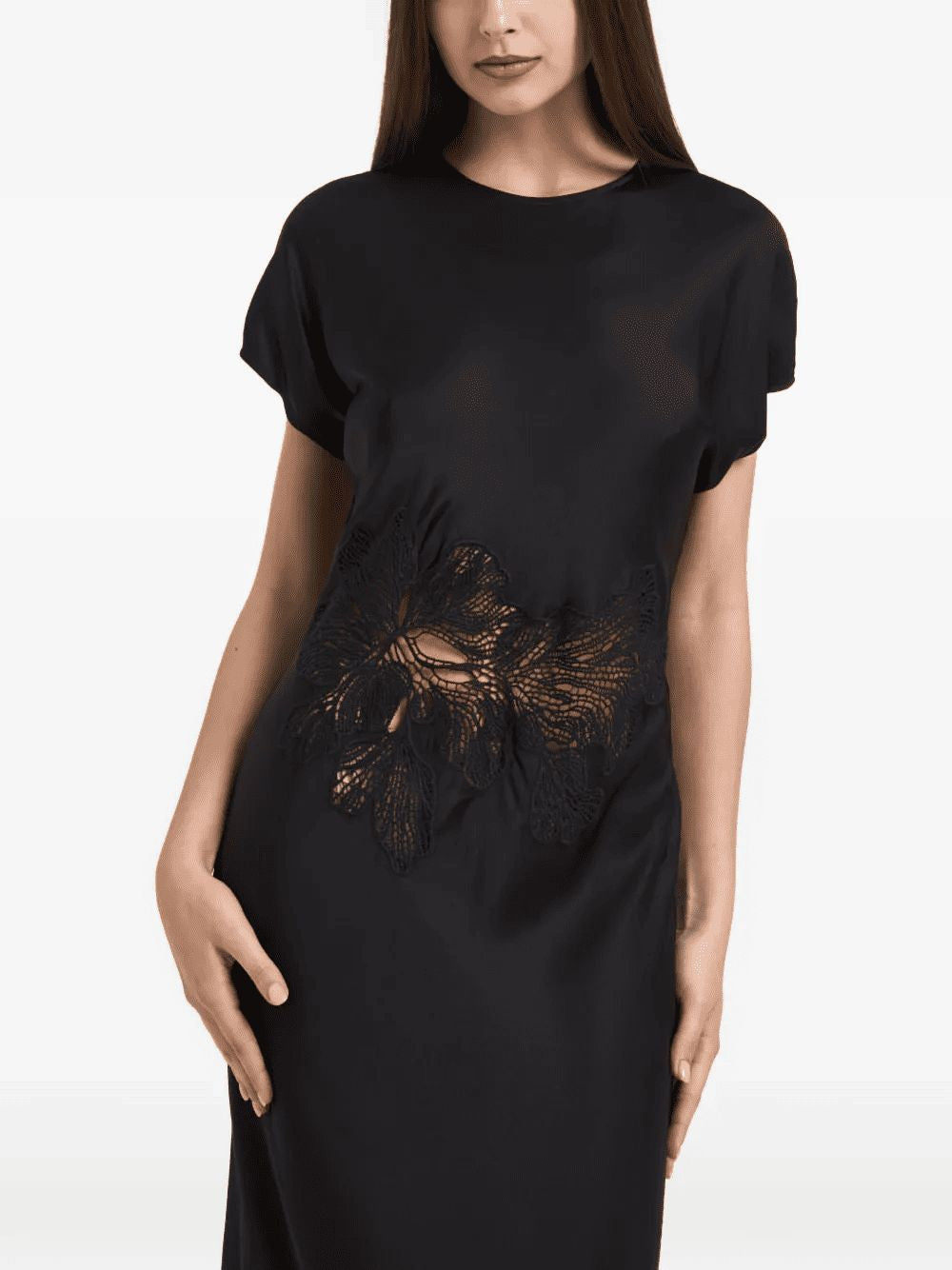 Lace-Detail Midi Dress