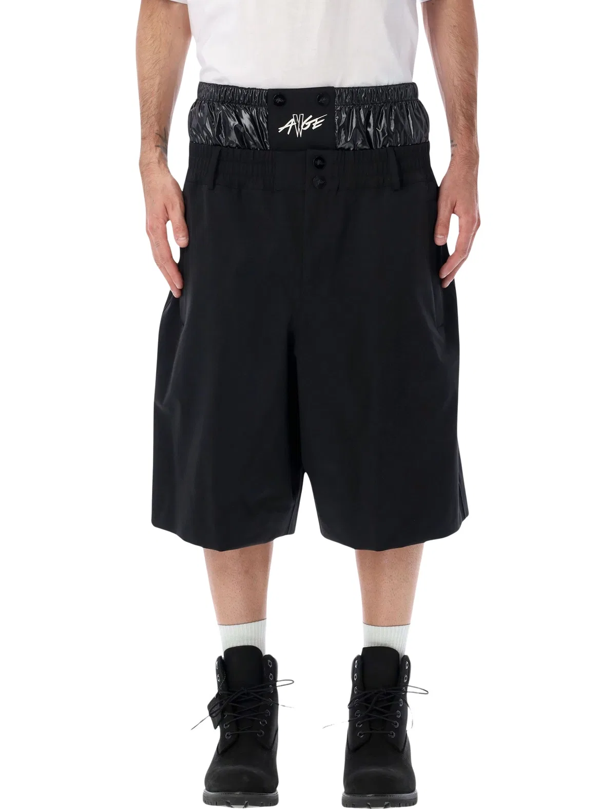 Black Nylon Blend Bermuda Shorts