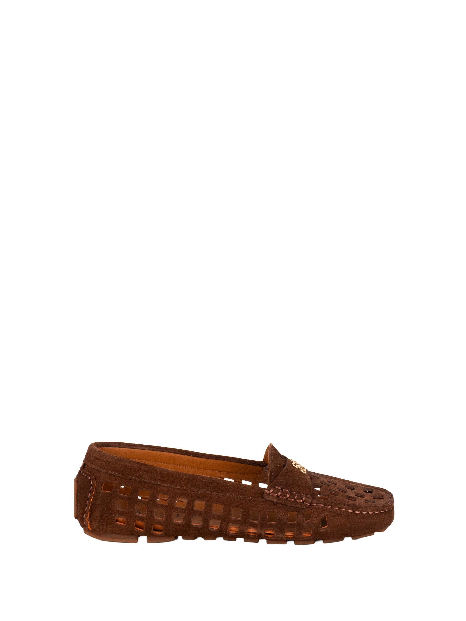 Brown Perforated Leather Loafers