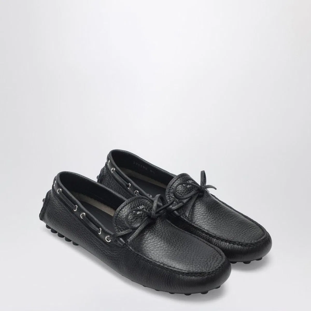 Prada Deer Leather Loafers For Men In Black