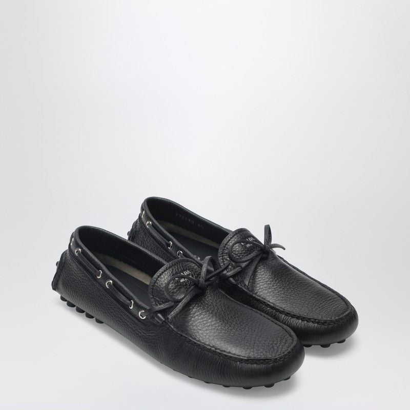 Black Leather Loafers With Strap