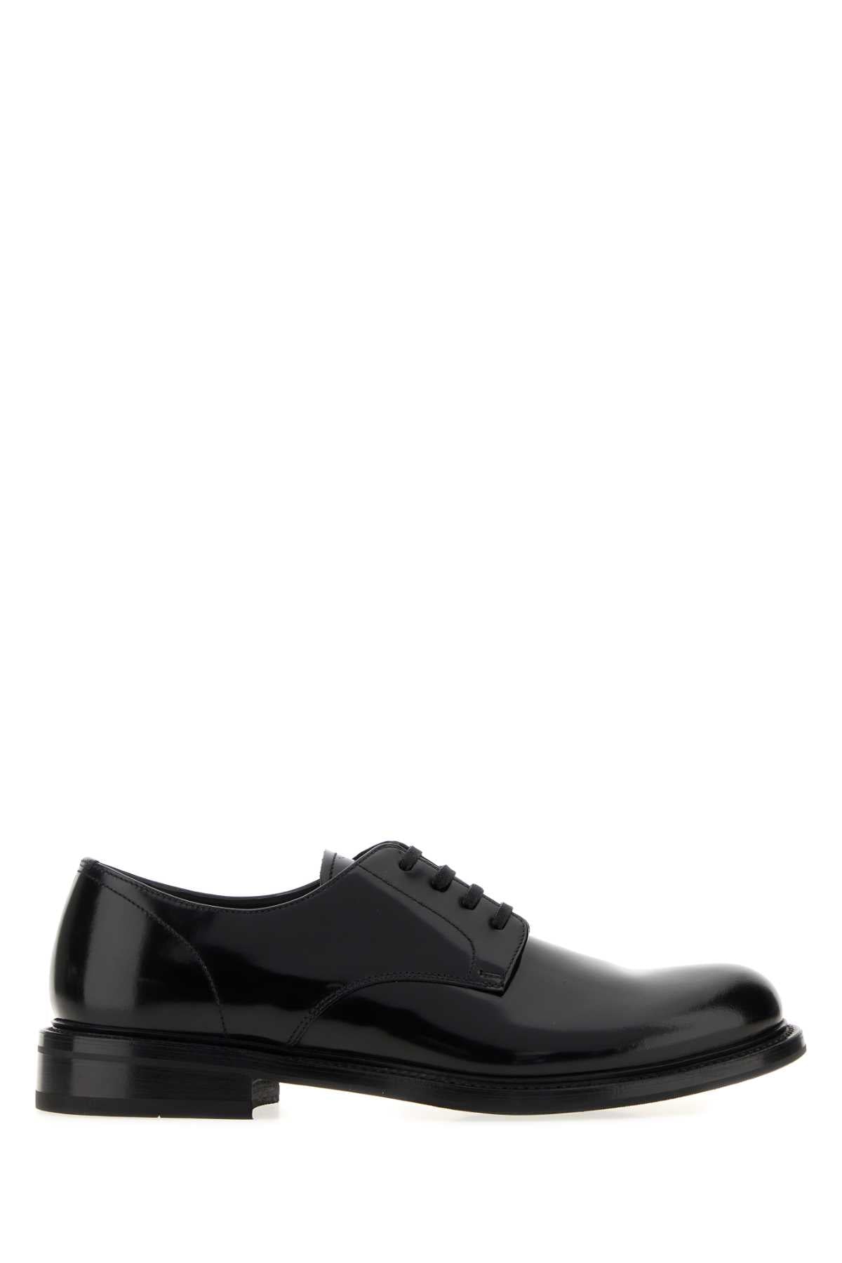 Black Leather Lace-Up Shoes