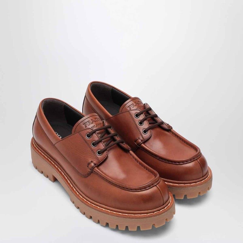 Laced Moccasins In Cognac Leather