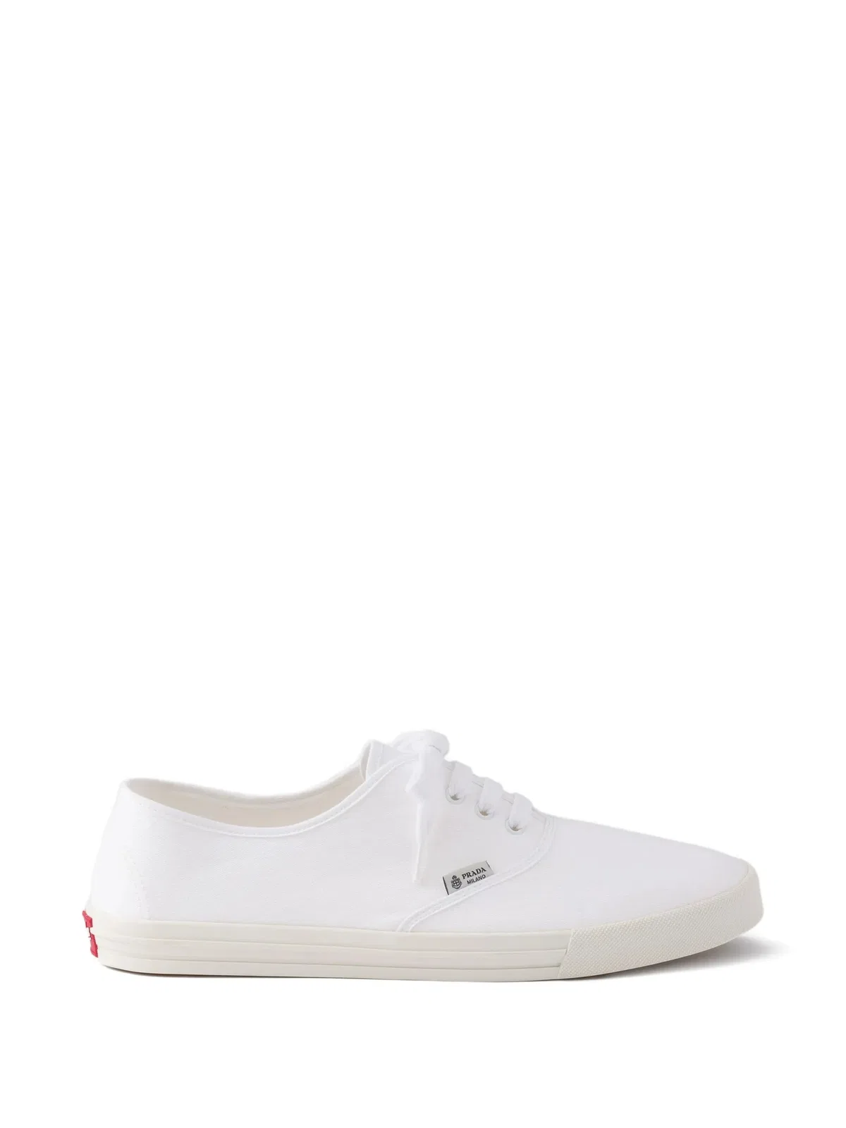 Prada Drill Fabric Low Top Lace Up Sneakers In Multi