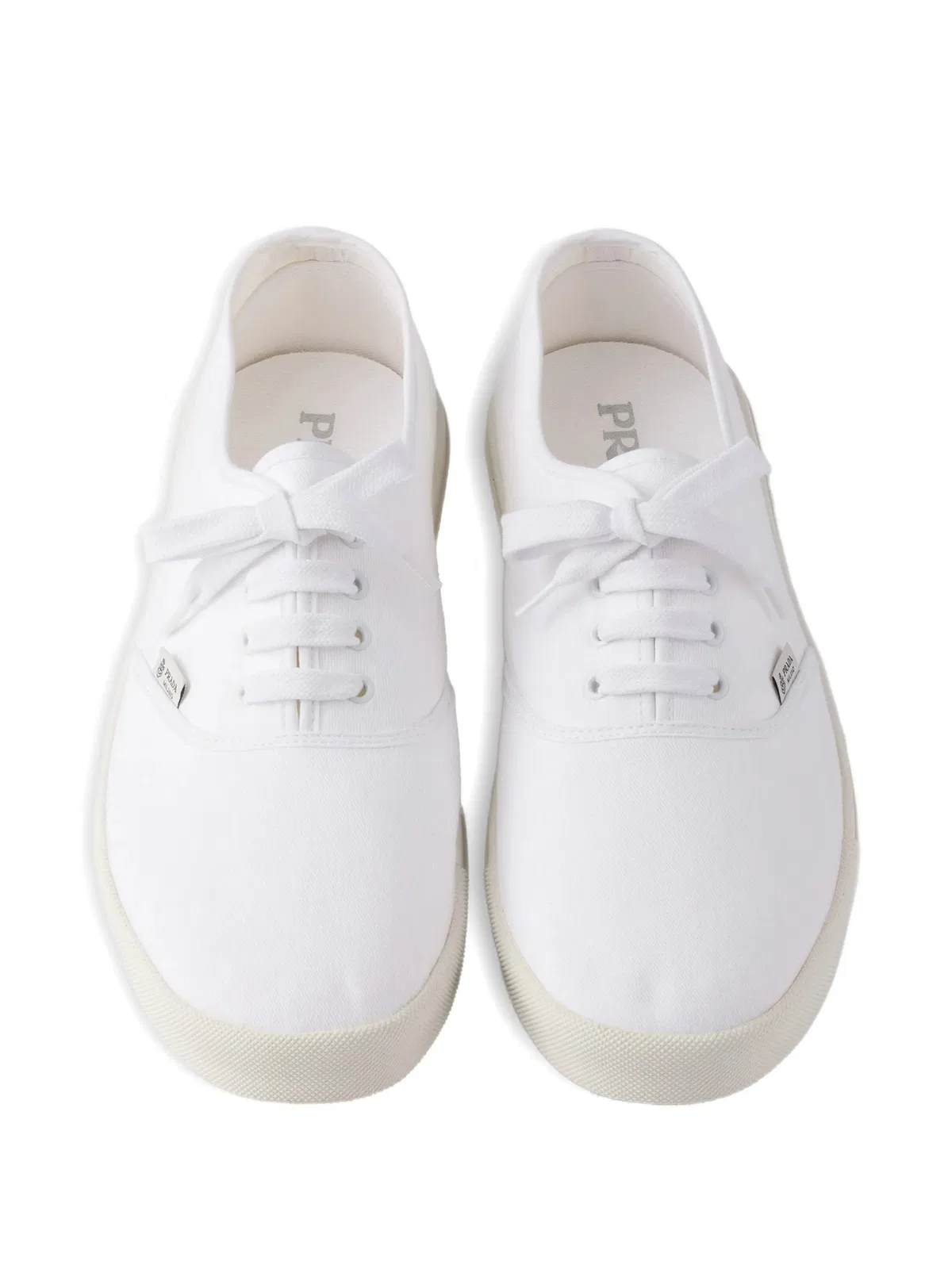 Prada Drill Fabric Low Top Lace Up Sneakers In Multi