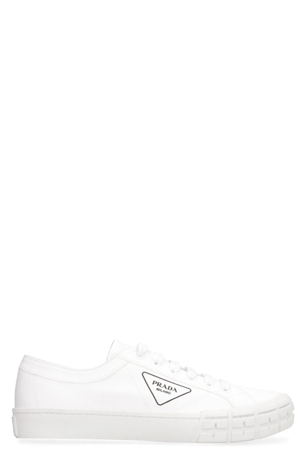 Prada White Gabardine Wheel Sneakers