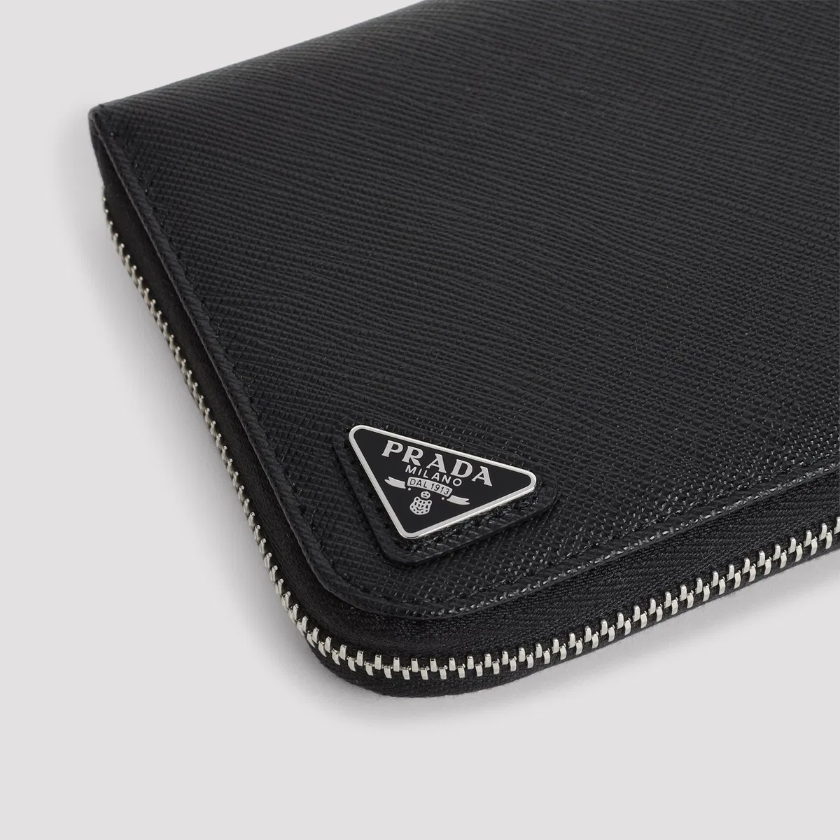 Prada Black Zip Aroud Wallet In Black