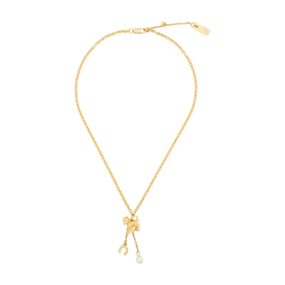 The Pony Charm Necklace - - Brass - Gold