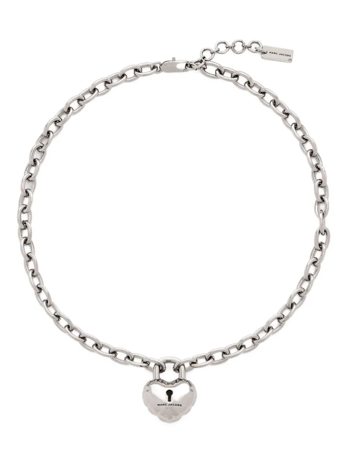 Balloon Heart Lock Necklace - - Brass - Silver