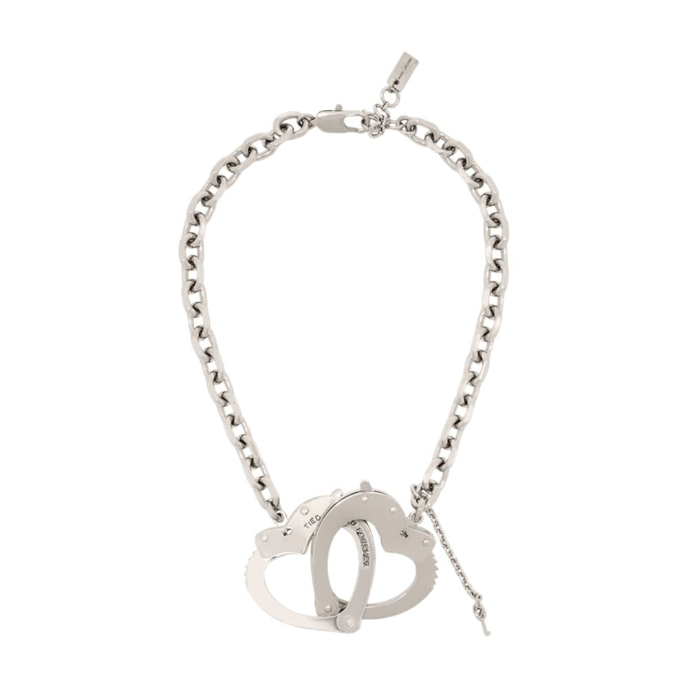 Heart Handcuff Necklace - - Brass - Silver