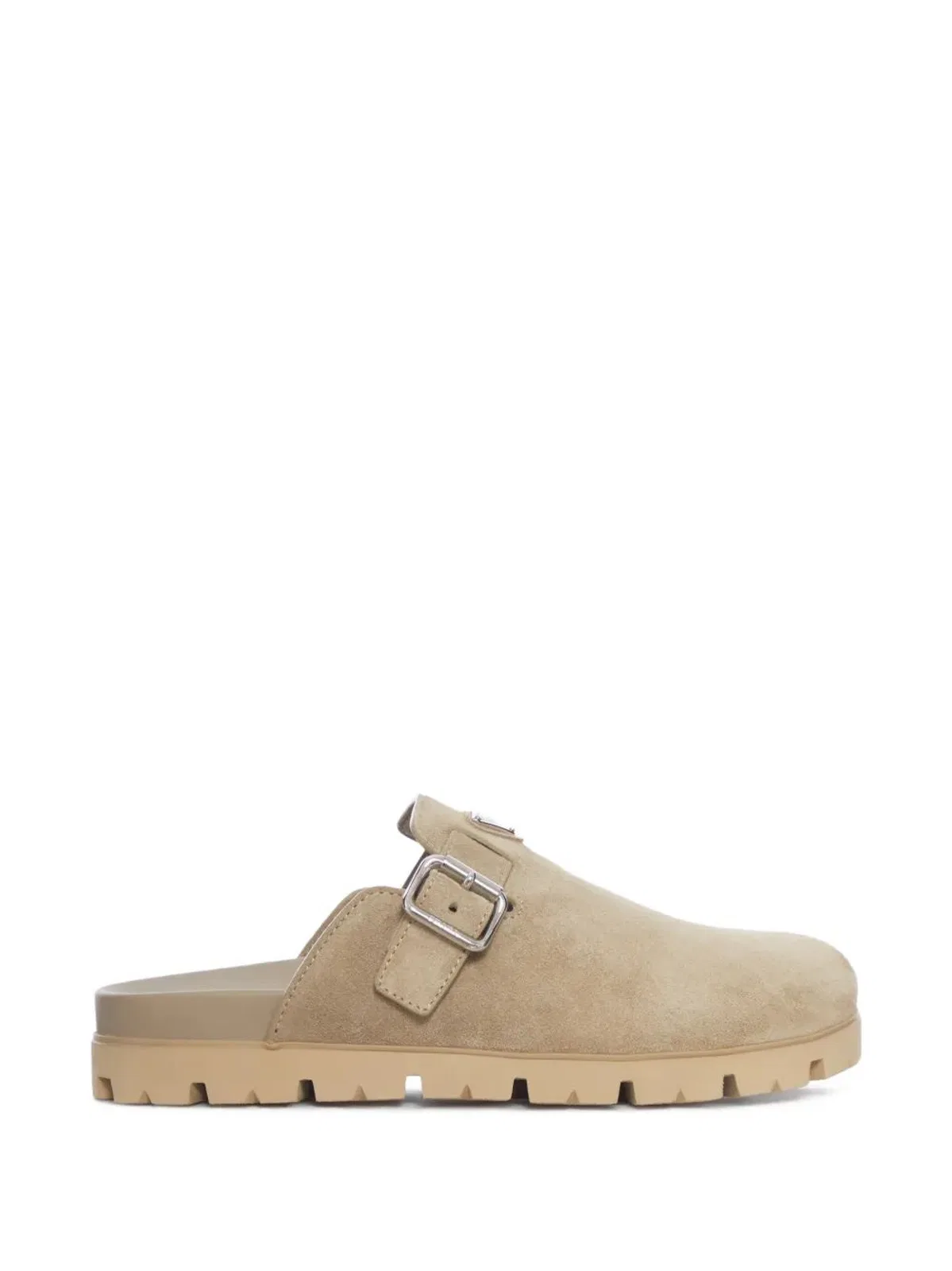 Logo Buckle Suede Mules