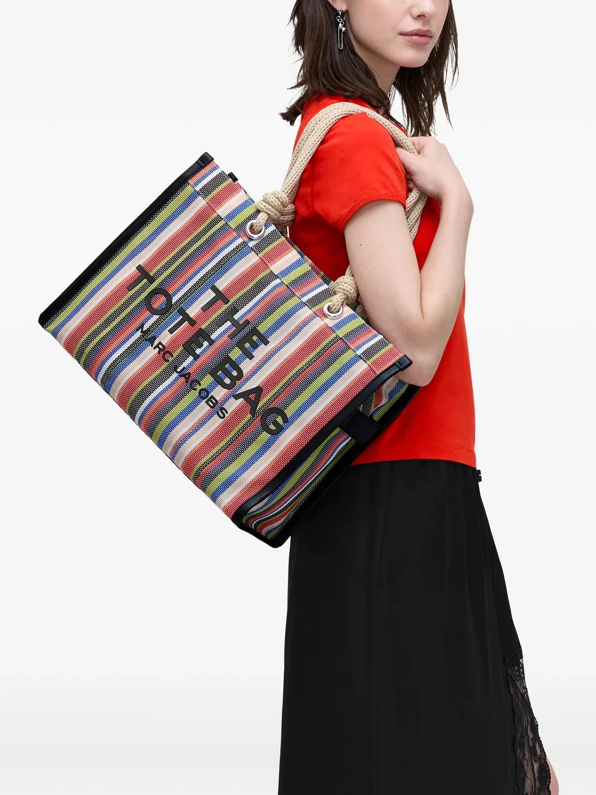 Marc Jacobs The Stripe Mesh Large Tote Bag In Multi