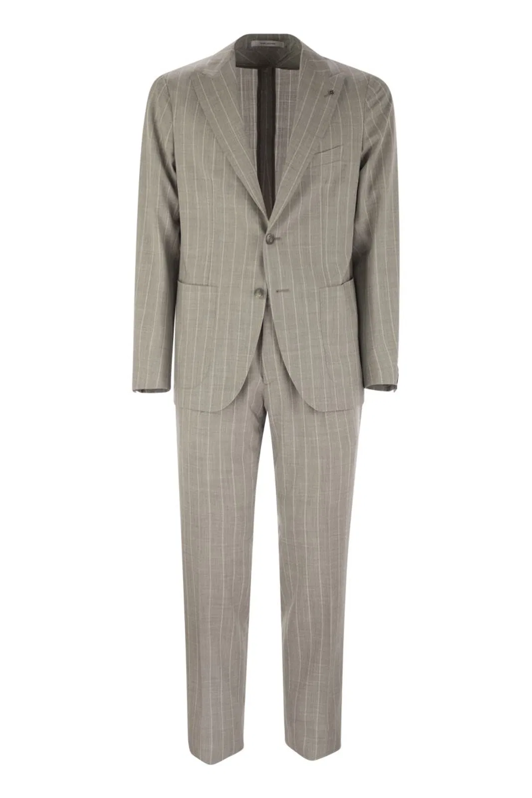Pinstripe Suit In Wool And Silk
