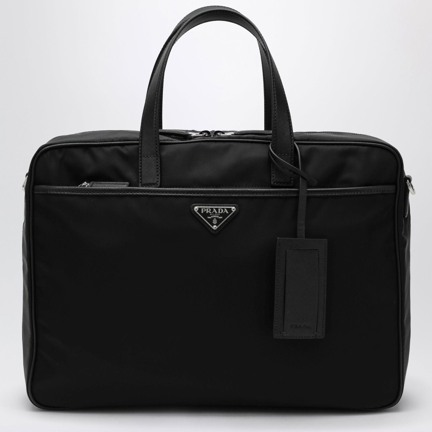 Black Renylon And Saffiano Work Bag