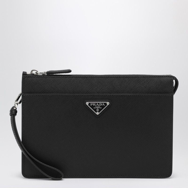 Black Saffiano Leather Pouch