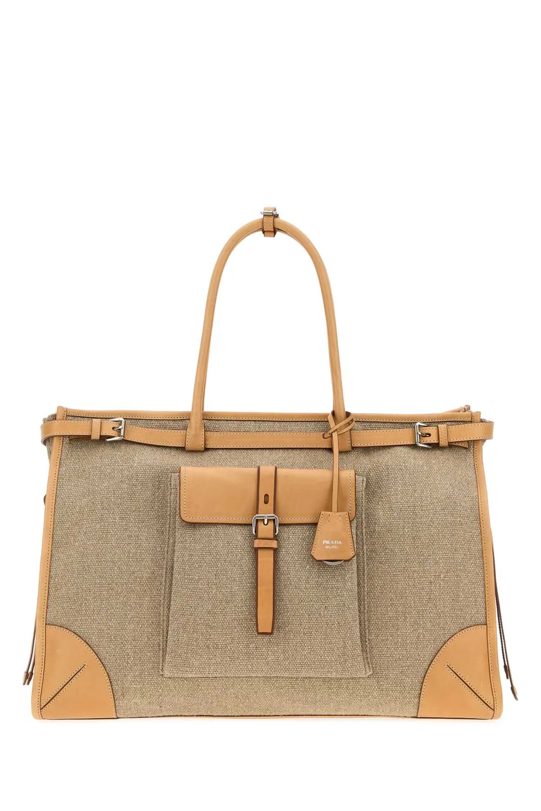 Cappuccino Canvas Prada Bonnie Shopping Bag
