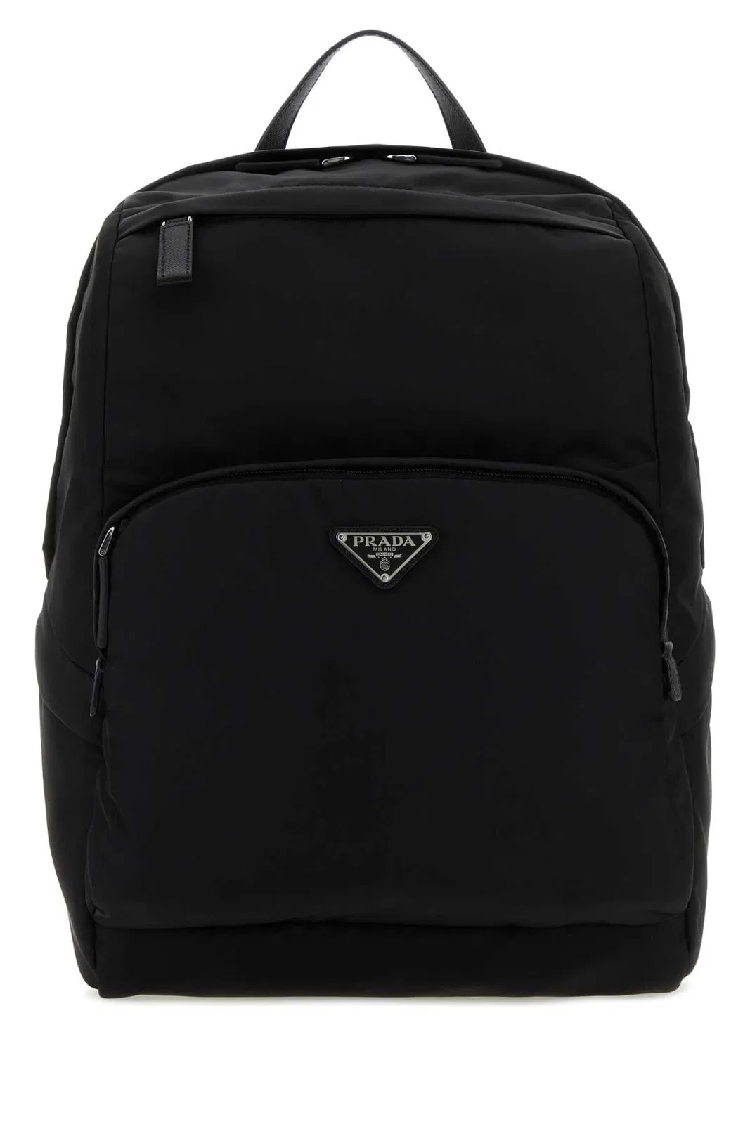 Black Re-Nylon And Leather Backpack