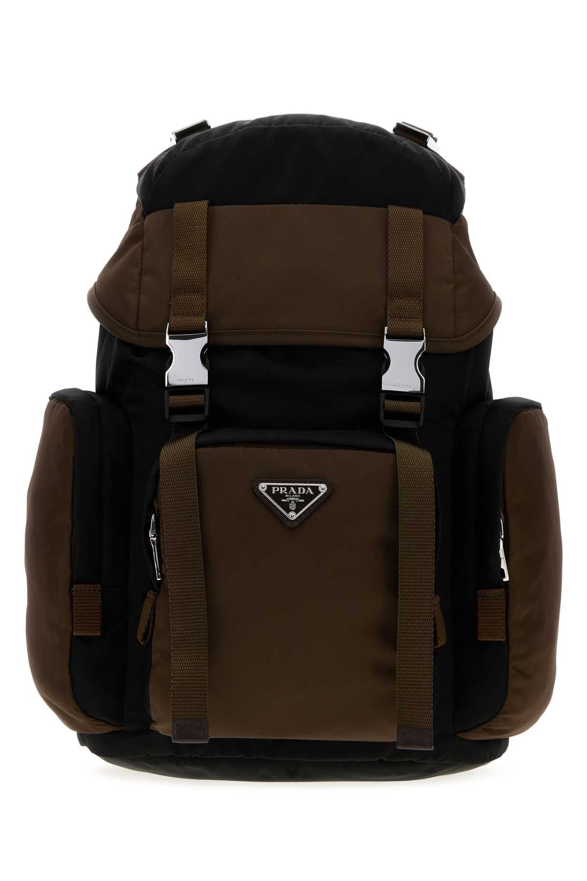 Black And Brown Re-Nylon Backpack