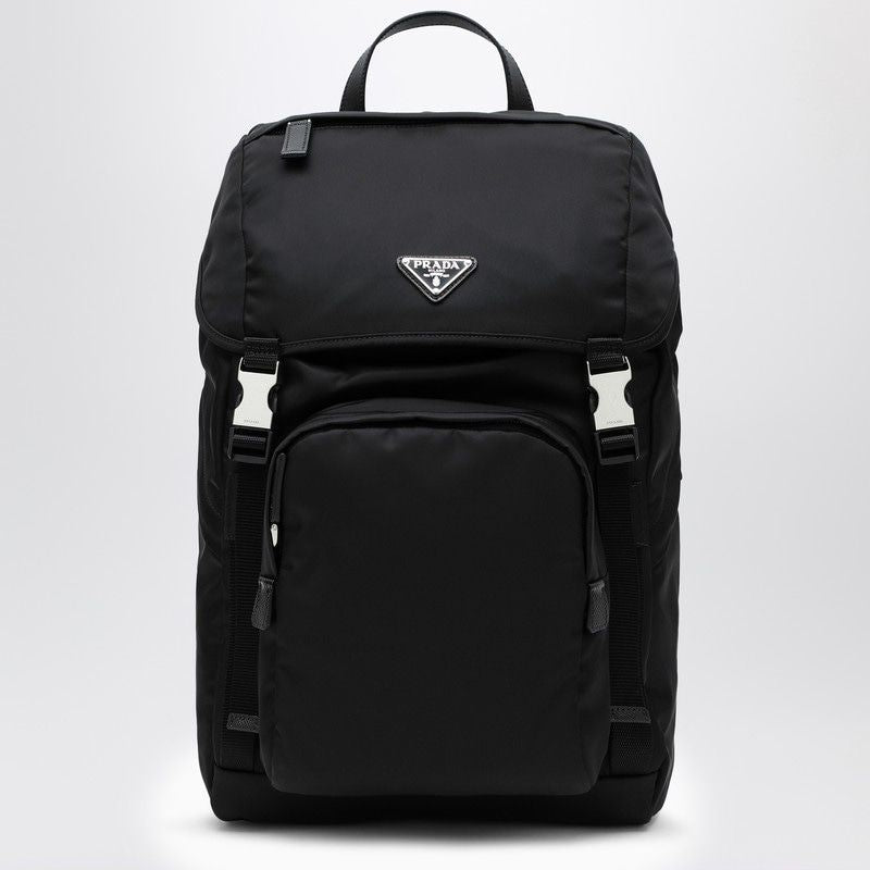 Black Renylon Backpack With Snap Fastener