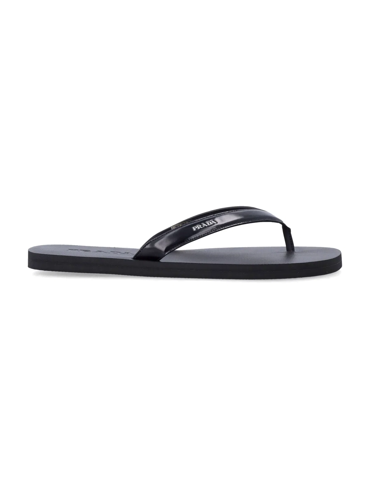 Black Brushed Leather Flipflop Sandals
