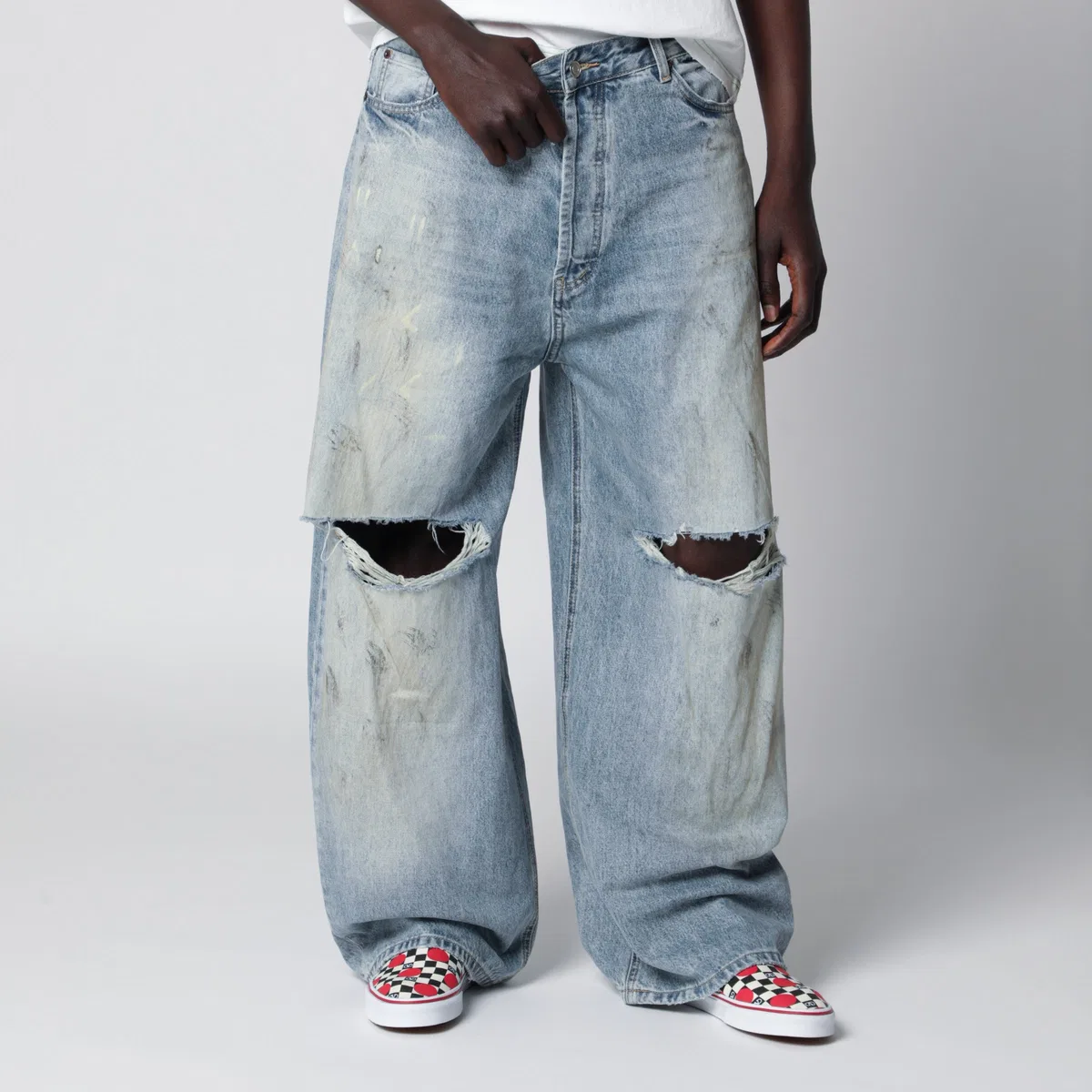 Faded Blue Ripped Johnny Jeans