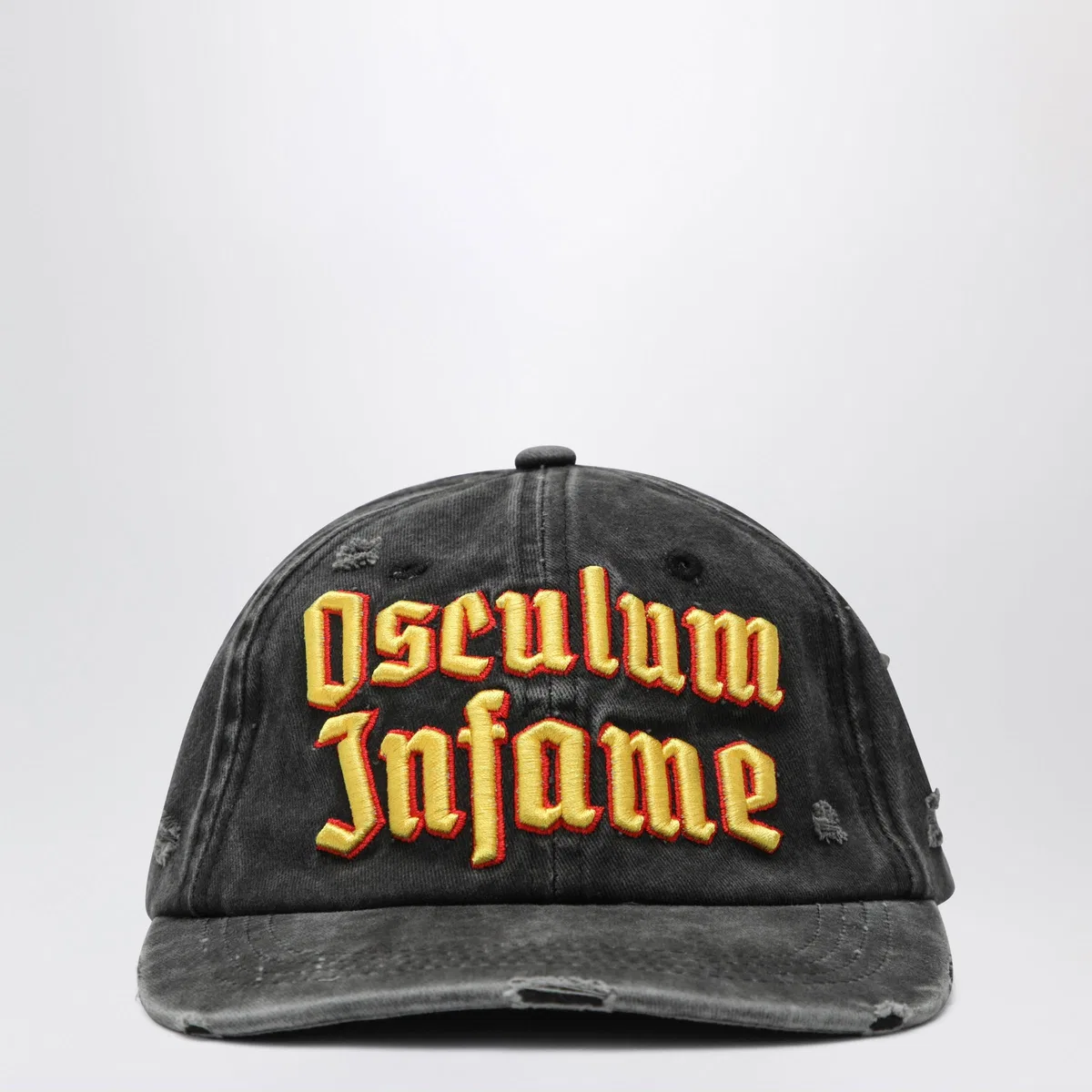Black Distressed Osculum Infame Baseball Cap