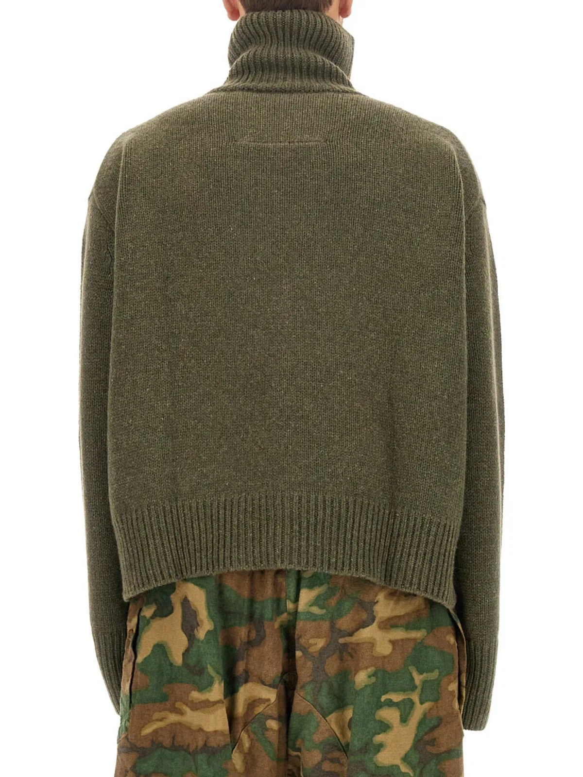 Givenchy Ribbed Turtleneck Oversized Cashmere Sweater In Green