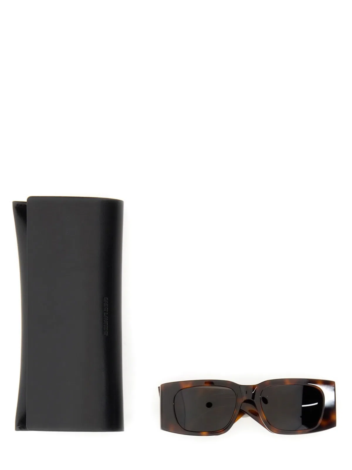 Saint Laurent Rectangular Tortoiseshell Sunglasses Dark Lenses In Brown