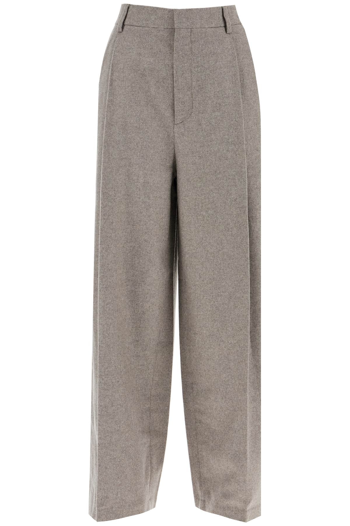 Wide Pleated Flannel Trousers