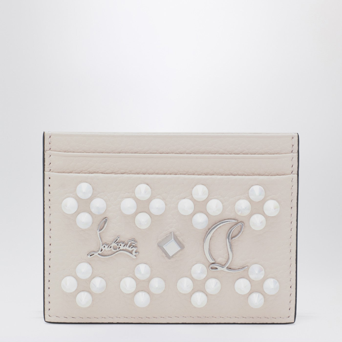 Kios Card Holder In Grained Calfskin And Spikes