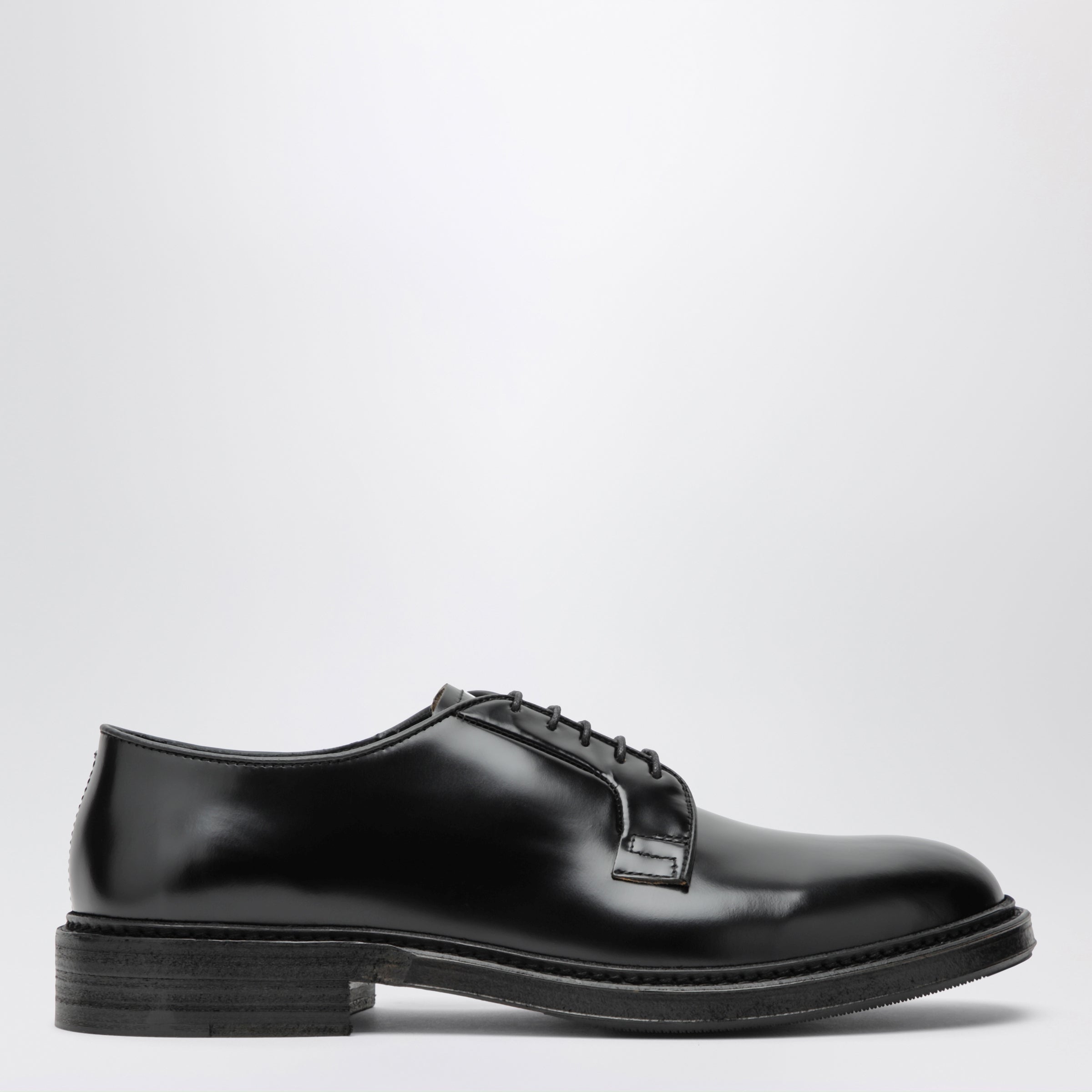 Ticino Black Leather Laceup Shoes