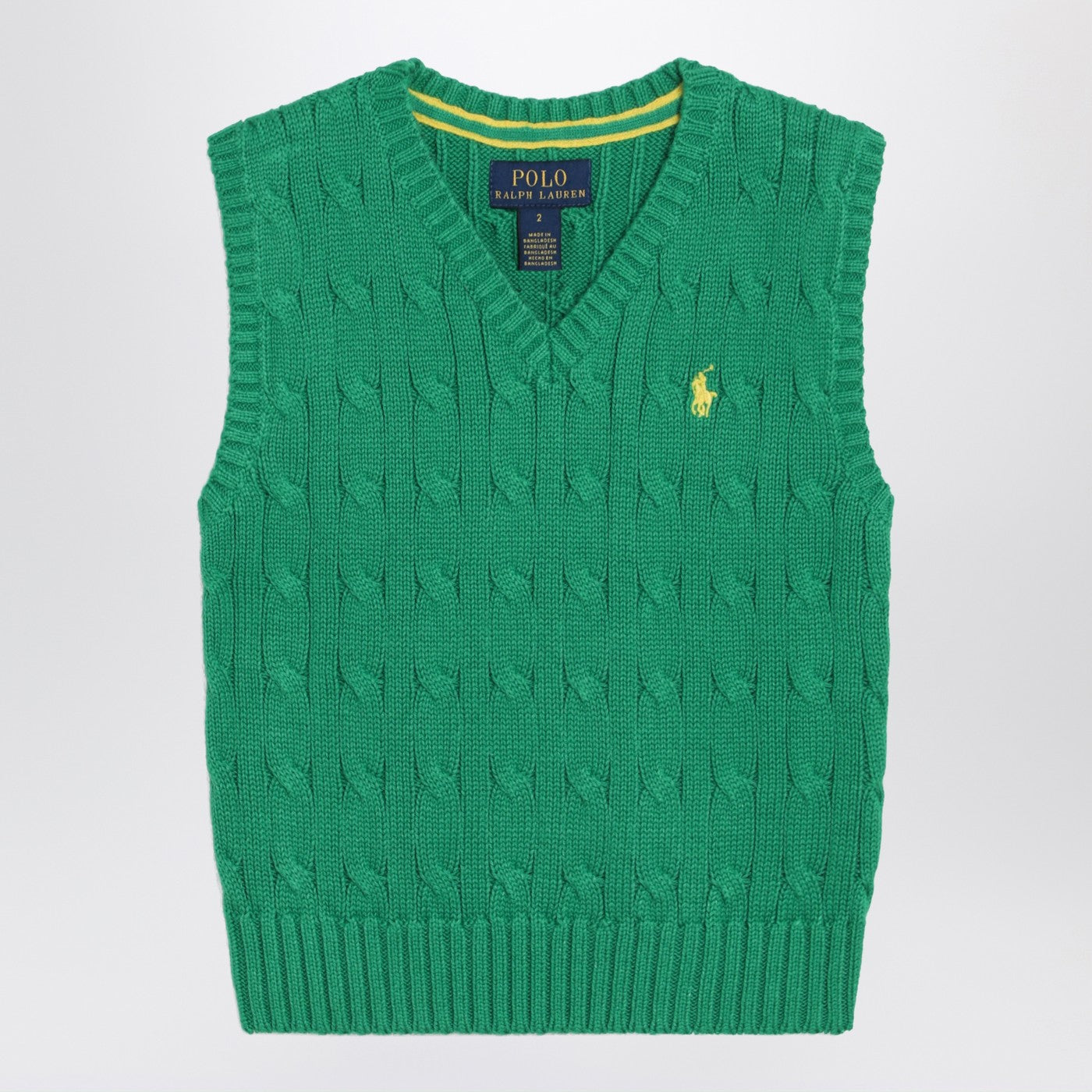 Green Cable-Knit Cotton Vest