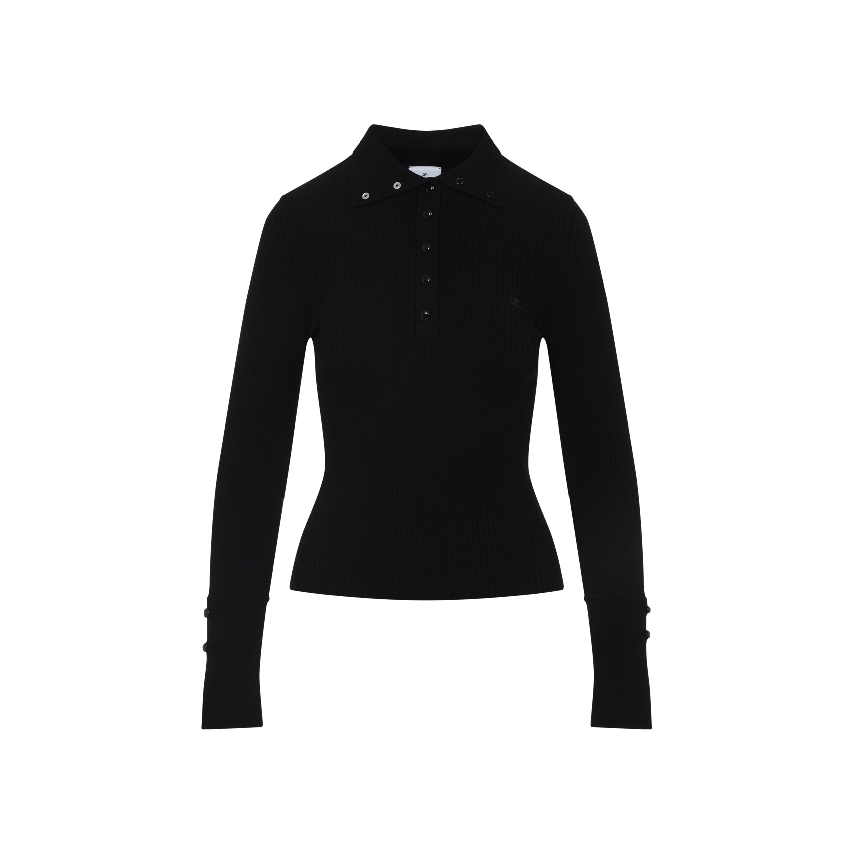 Courregès Black Viscose Blend Polo Shirt