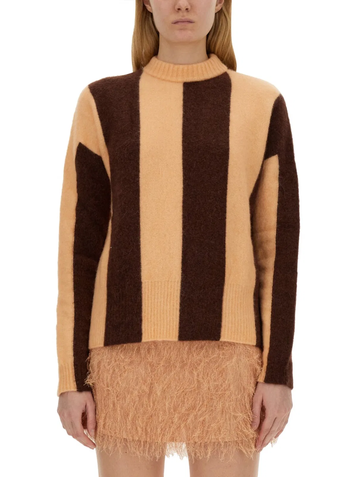 Alysi Knit Sweater Long Sleeves Striped Pattern In Multicolor