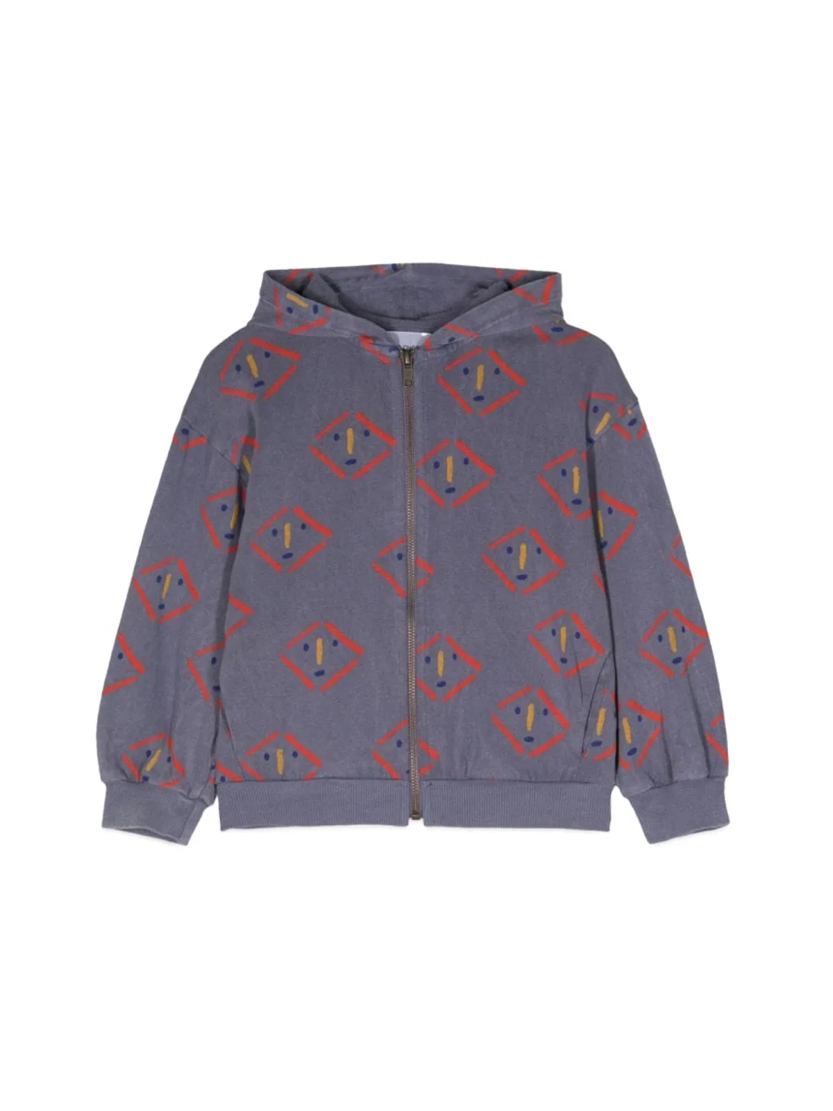 Bobo Choses Masks All Over Zipped Hoodie In Blue