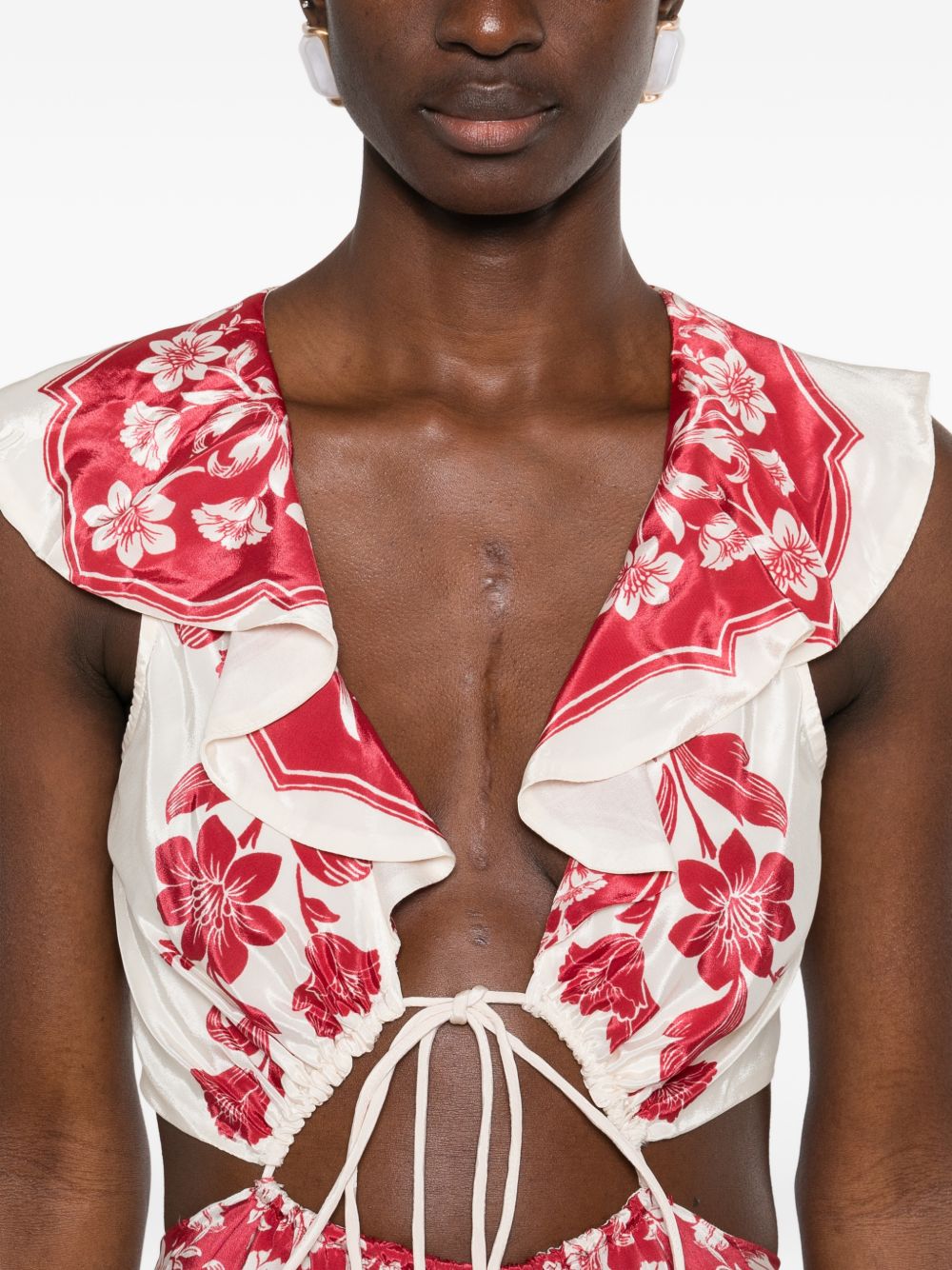 Sm Natural Red Dress With Flowers