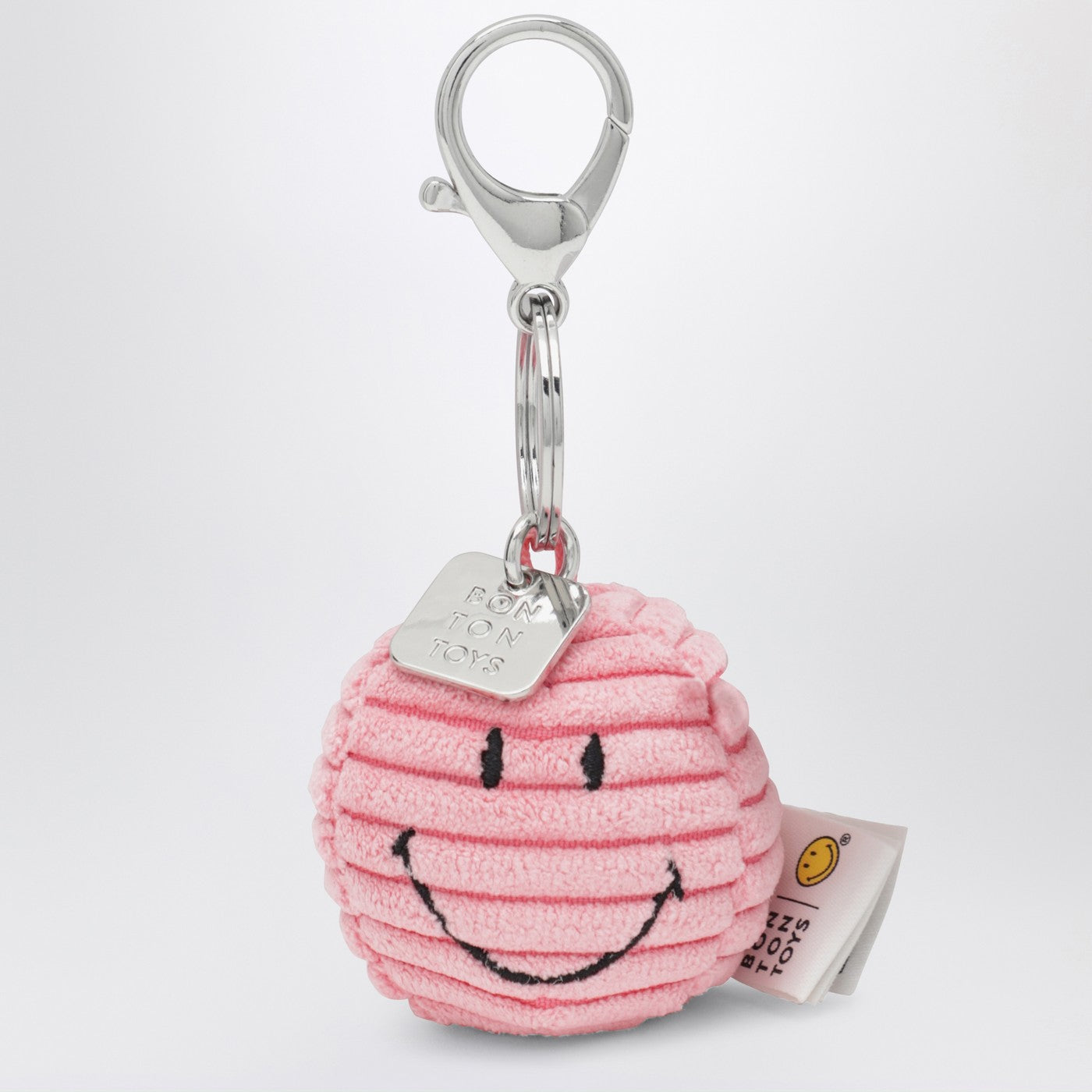 Smiley Velvet Keychain Pink