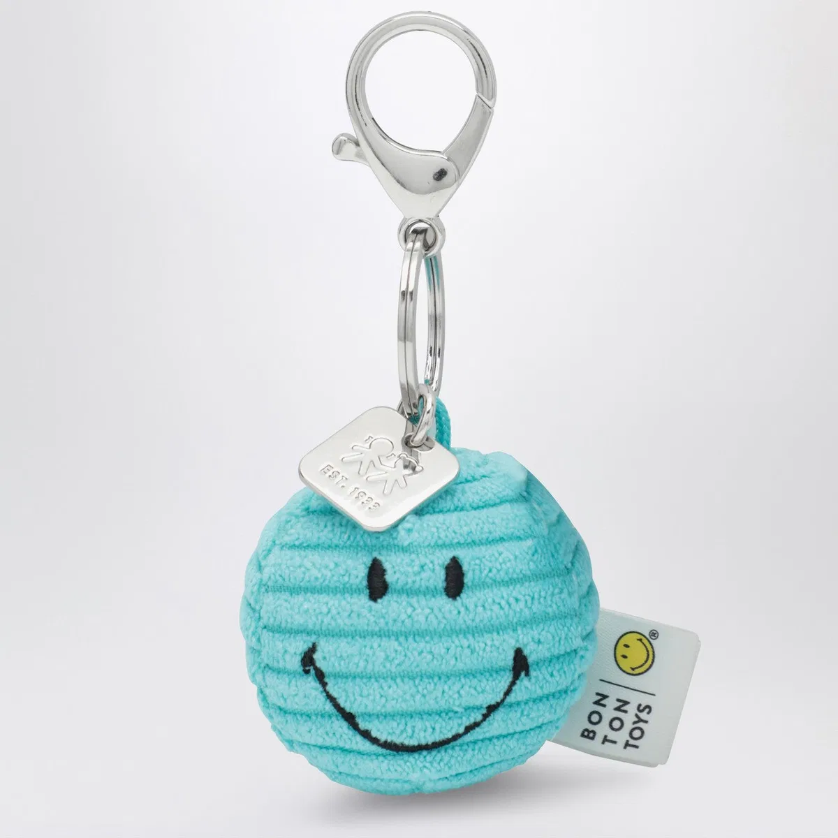 Smiley Velvet Keychain Light Blue