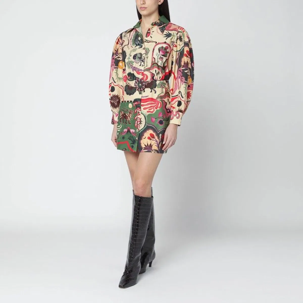 Short Multicolour Dress With Matching Belt