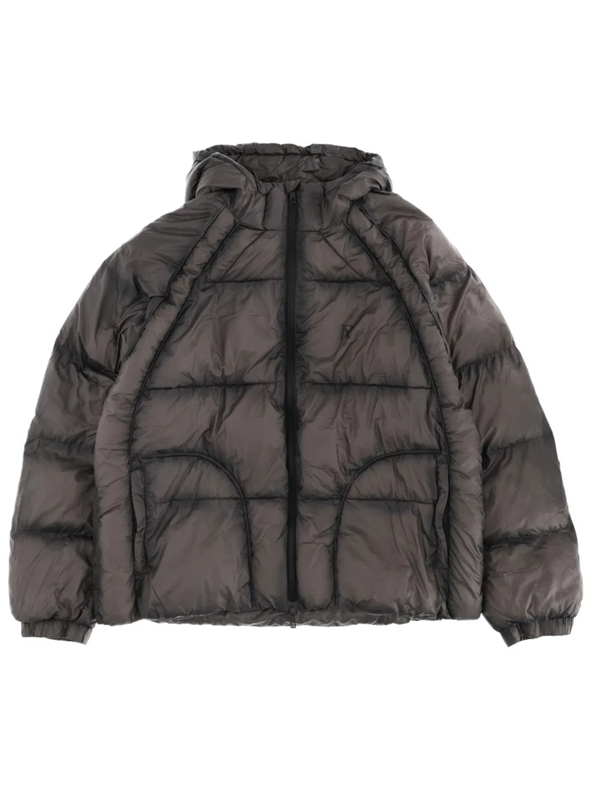 Represent Dark Grey Glossy Quilted Down Jacket In Gray