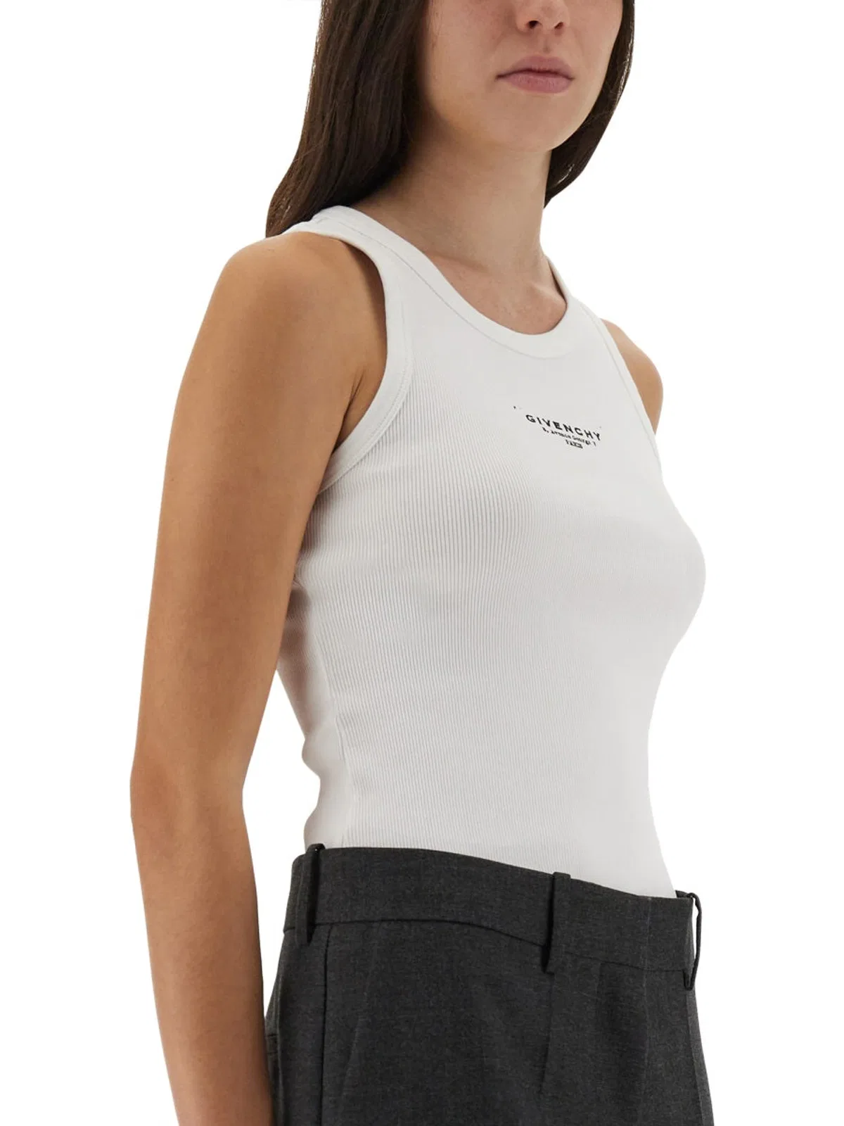 Givenchy Canotta In Cotone Stretch Bianco Donna In White