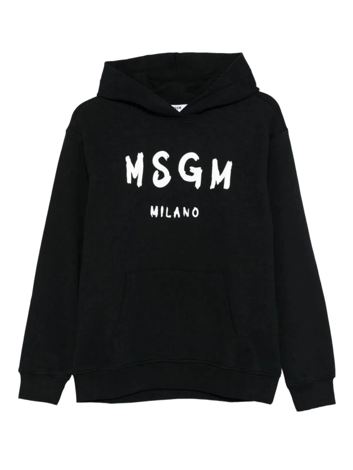 Msgm Logo Printed Drawstring Hoodie In Black