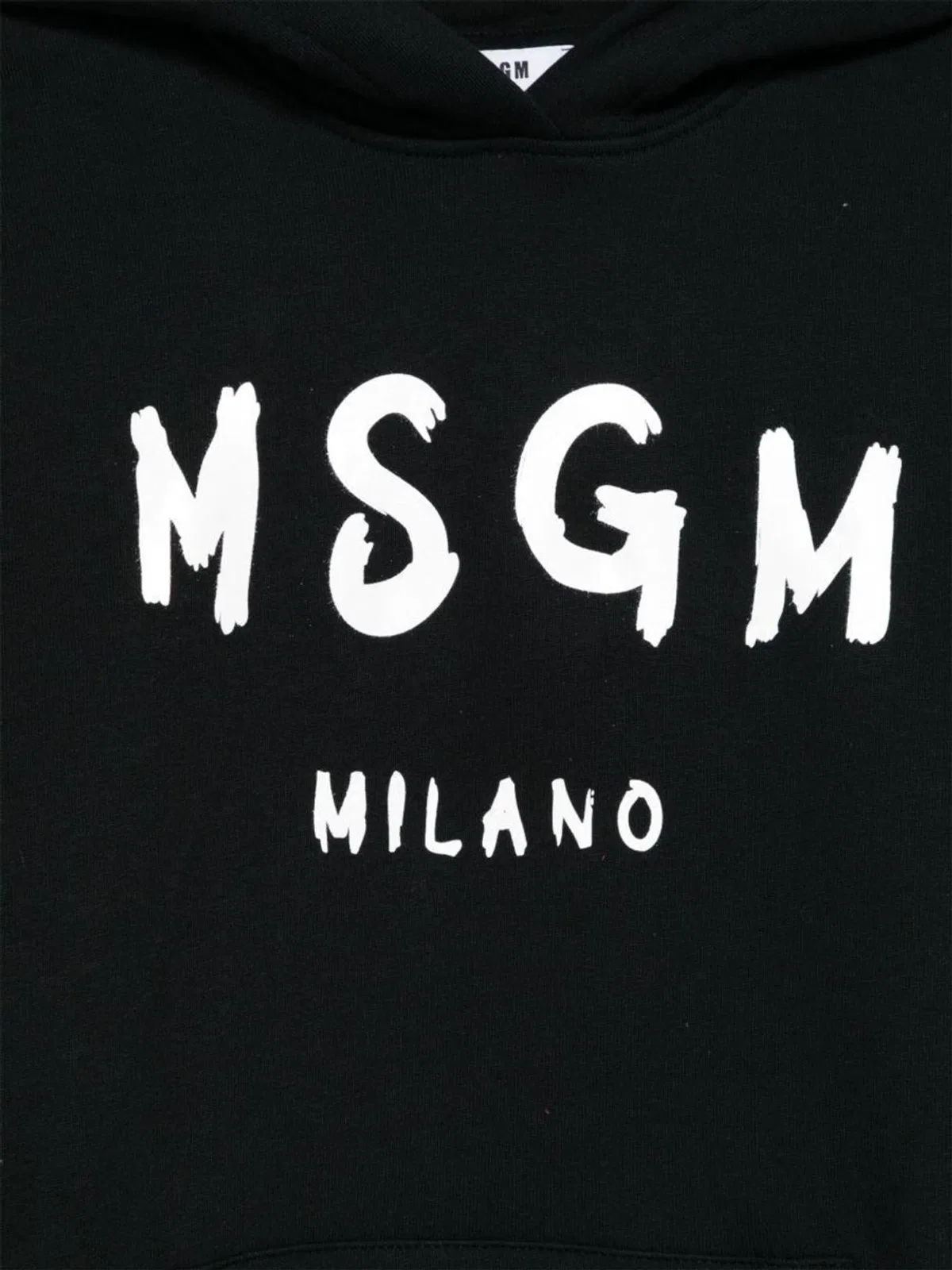 Msgm Logo Printed Drawstring Hoodie In Black